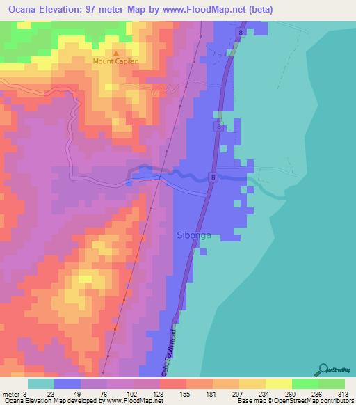 Ocana,Philippines Elevation Map