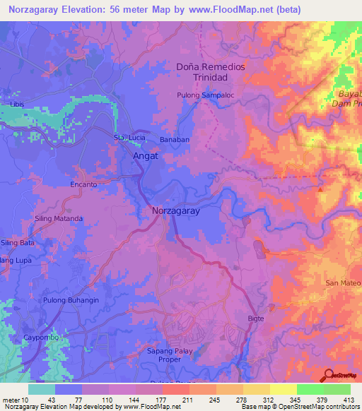 Norzagaray,Philippines Elevation Map