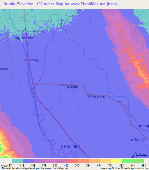 Norala,Philippines Elevation Map