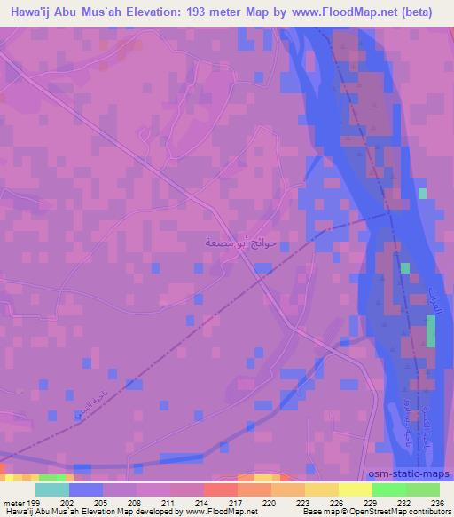 Hawa'ij Abu Mus`ah,Syria Elevation Map