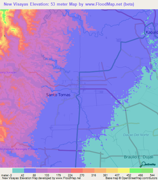 New Visayas,Philippines Elevation Map