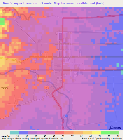 New Visayas,Philippines Elevation Map