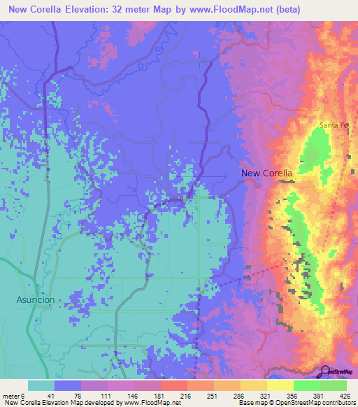 New Corella,Philippines Elevation Map