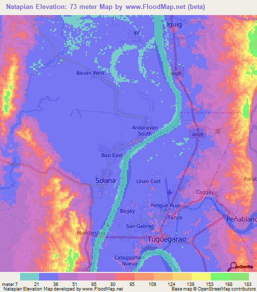 Natapian,Philippines Elevation Map