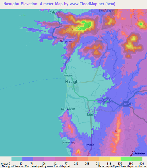 Nasugbu,Philippines Elevation Map