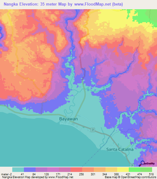 Nangka,Philippines Elevation Map