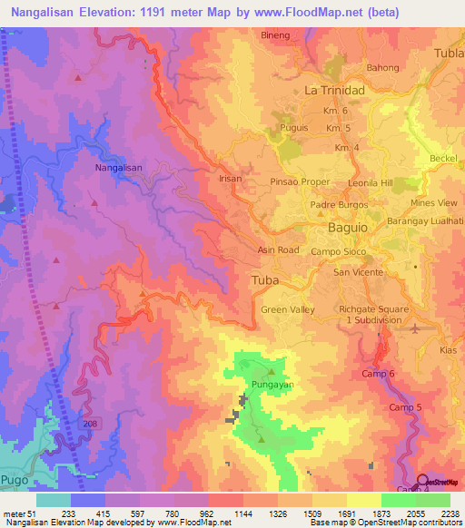 Nangalisan,Philippines Elevation Map