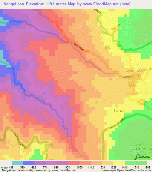 Nangalisan,Philippines Elevation Map
