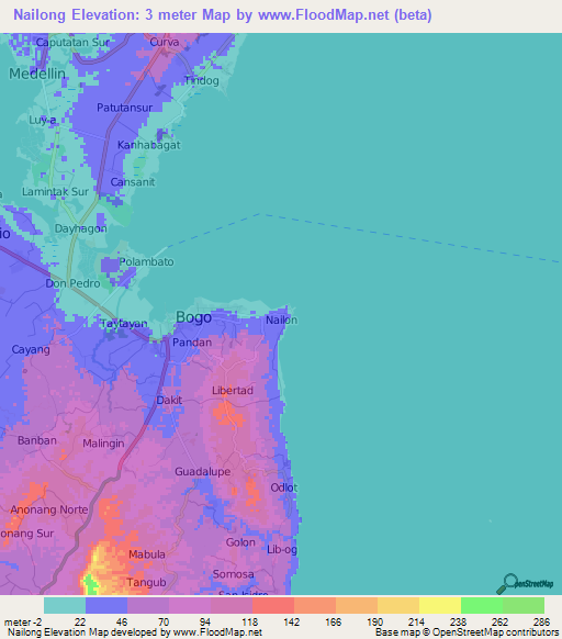 Nailong,Philippines Elevation Map