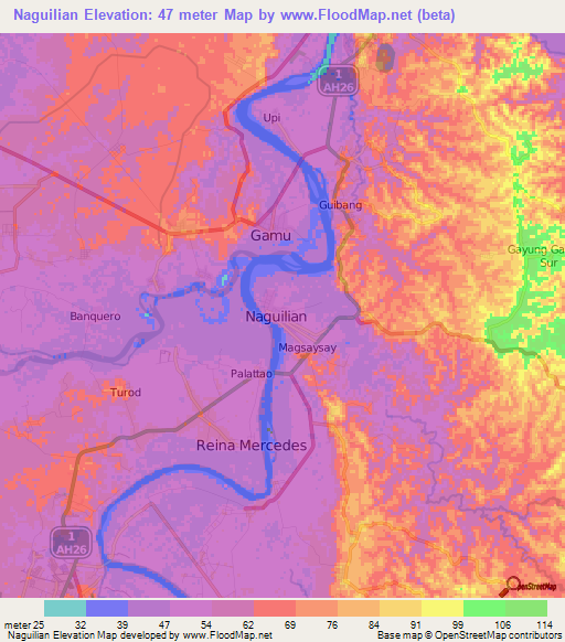 Naguilian,Philippines Elevation Map