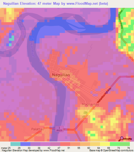Naguilian,Philippines Elevation Map