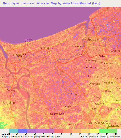 Naguilayan,Philippines Elevation Map