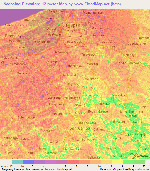 Nagsaing,Philippines Elevation Map