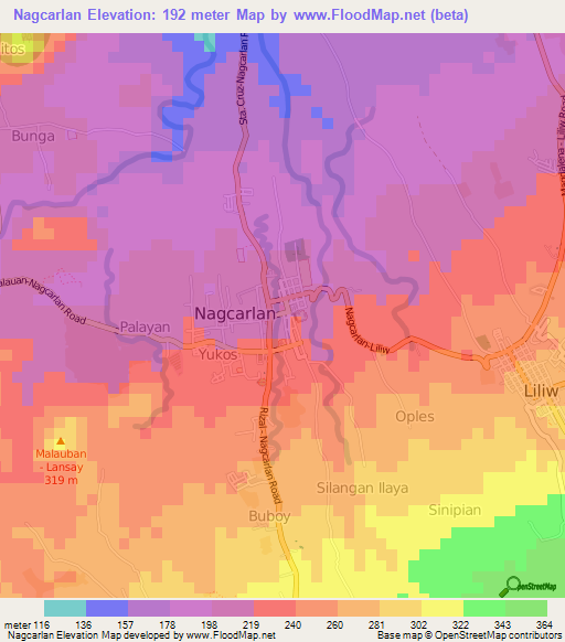 Nagcarlan,Philippines Elevation Map