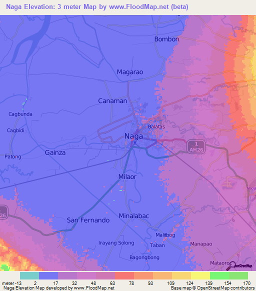 Naga,Philippines Elevation Map