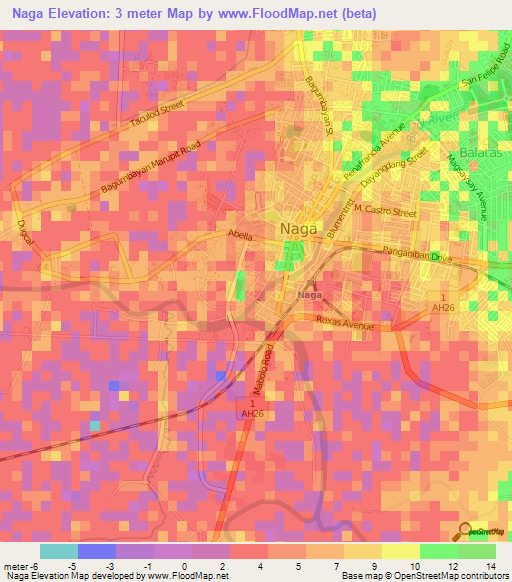 Naga,Philippines Elevation Map
