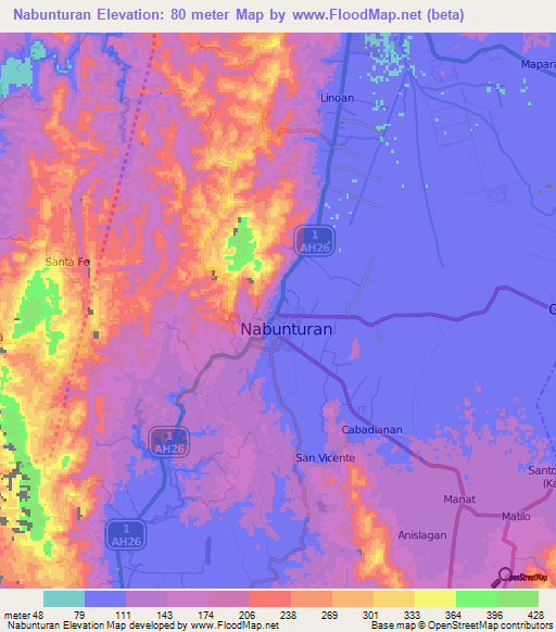 Nabunturan,Philippines Elevation Map