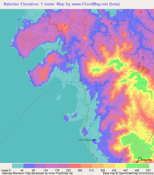 Nabulao,Philippines Elevation Map