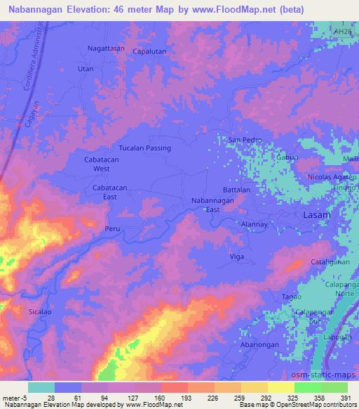 Nabannagan,Philippines Elevation Map