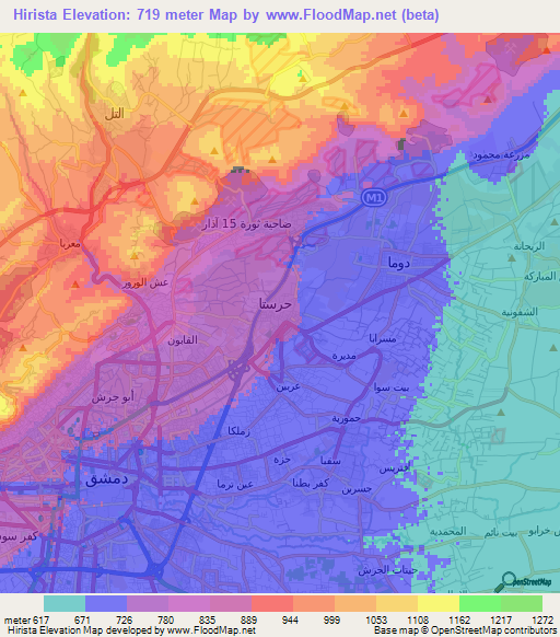 Hirista,Syria Elevation Map