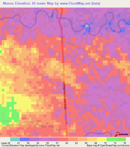 Munoz,Philippines Elevation Map