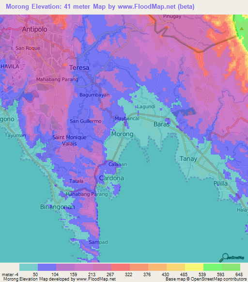 Morong,Philippines Elevation Map