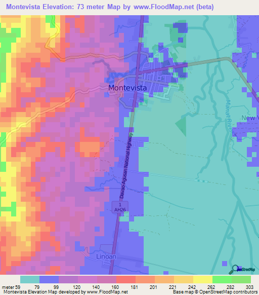 Montevista,Philippines Elevation Map