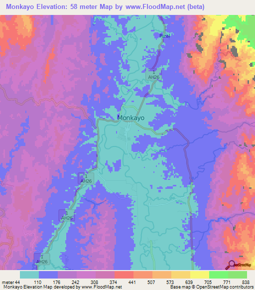 Monkayo,Philippines Elevation Map