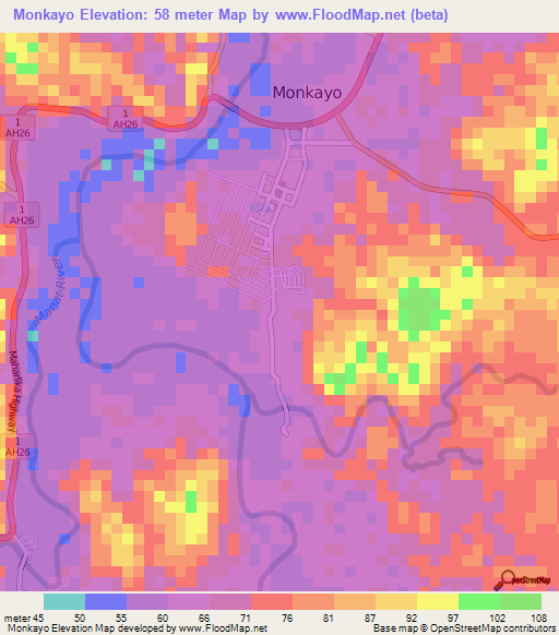 Monkayo,Philippines Elevation Map