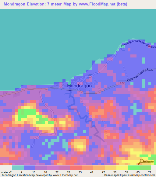 Mondragon,Philippines Elevation Map