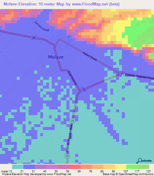 Molave,Philippines Elevation Map