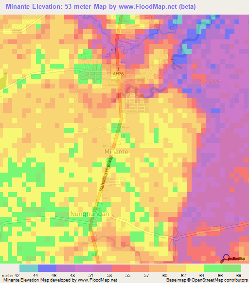 Minante,Philippines Elevation Map