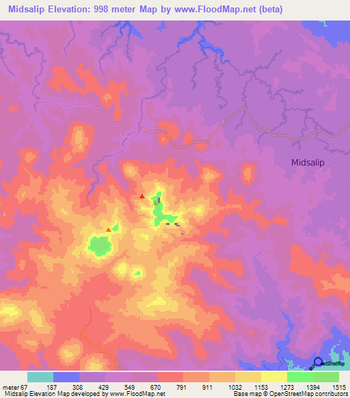 Midsalip,Philippines Elevation Map