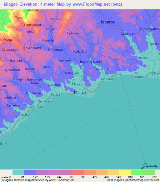 Miagao,Philippines Elevation Map