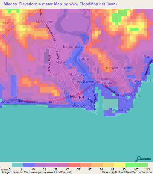 Miagao,Philippines Elevation Map