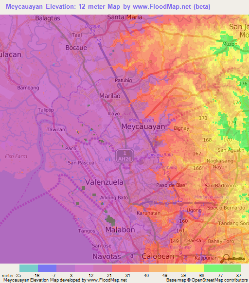Meycauayan,Philippines Elevation Map