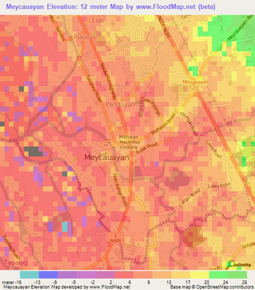 Meycauayan,Philippines Elevation Map