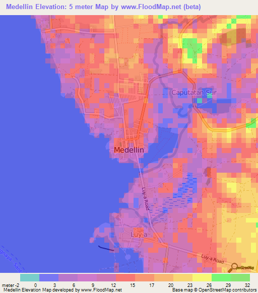 Medellin,Philippines Elevation Map