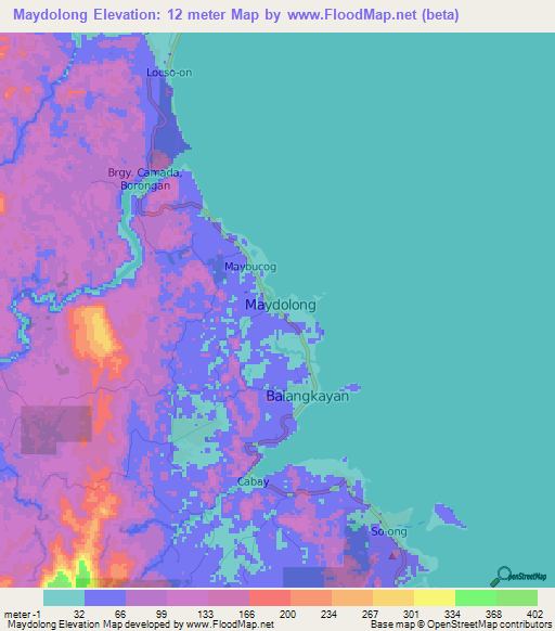 Maydolong,Philippines Elevation Map