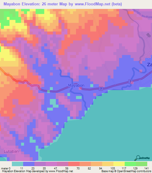 Mayabon,Philippines Elevation Map