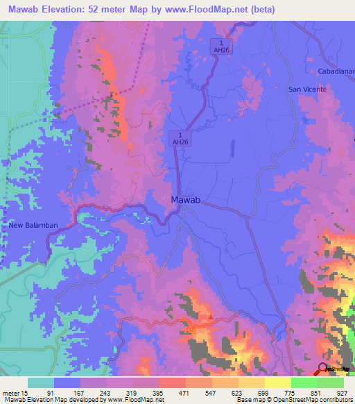 Mawab,Philippines Elevation Map