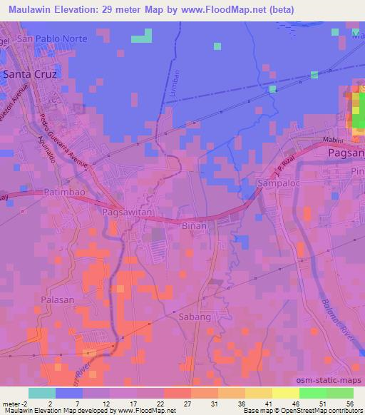 Maulawin,Philippines Elevation Map