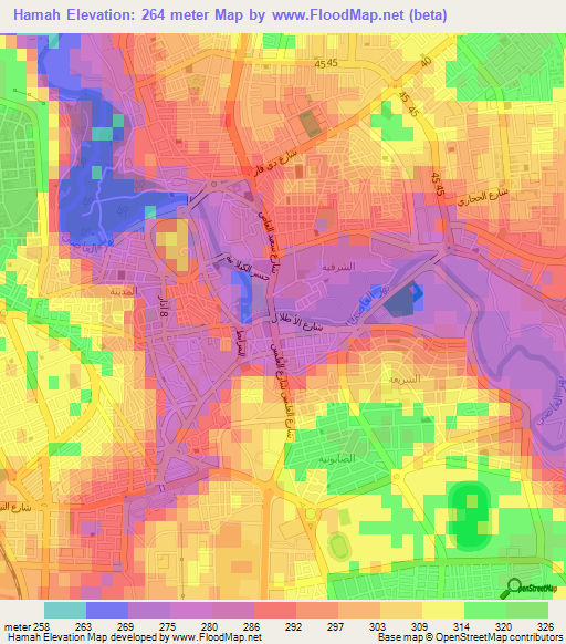 Hamah,Syria Elevation Map