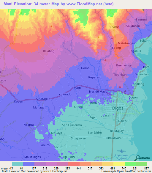 Matti,Philippines Elevation Map