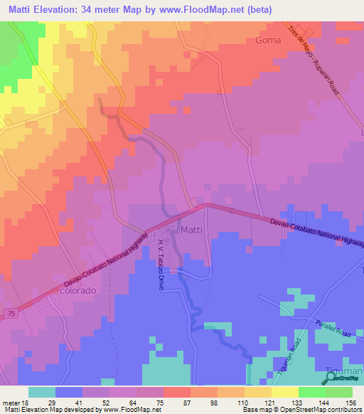 Matti,Philippines Elevation Map
