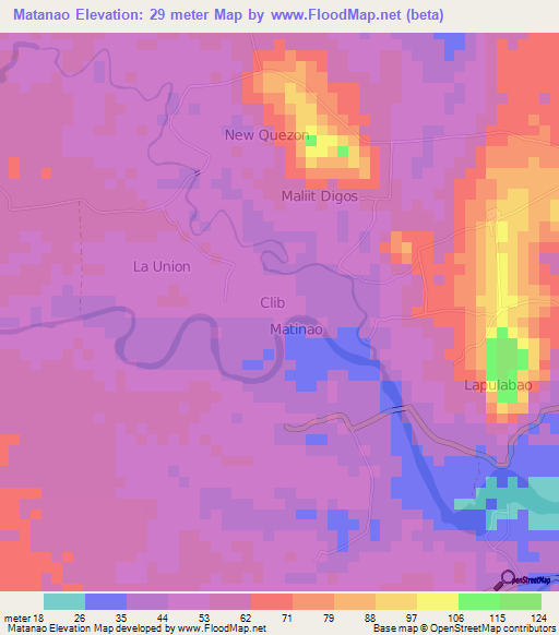 Matanao,Philippines Elevation Map
