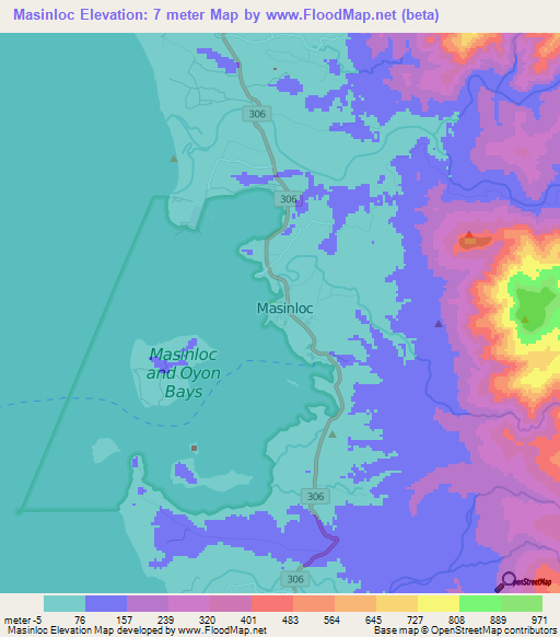 Masinloc,Philippines Elevation Map