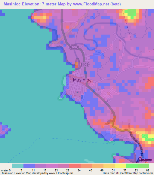 Masinloc,Philippines Elevation Map