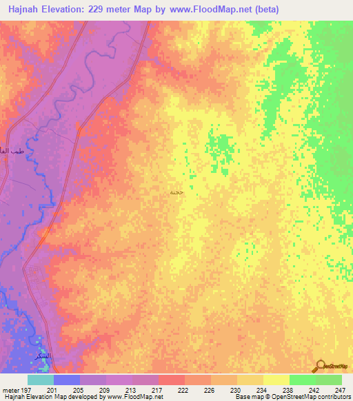 Hajnah,Syria Elevation Map