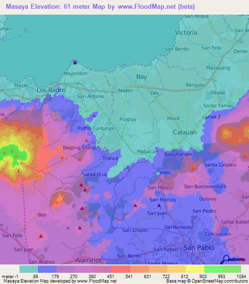 Masaya,Philippines Elevation Map